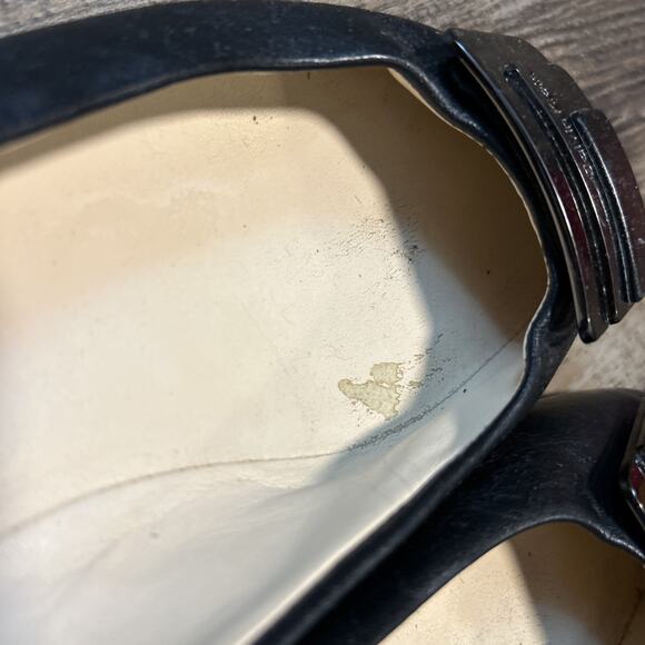 Calvin Klein Black Ballet Flats Leather size 7 Toe Logo Silver - Picture 6 of 8